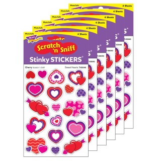 TREND Sweet Hearts/Cherry Mixed Shapes Stinky Stickers®, 72 Per Pack, 6 Packs