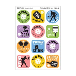 TREND Pickleball Pride, Dill Pickle Scent Scratch 'n Sniff Stinky Stickers®, Pack of 48