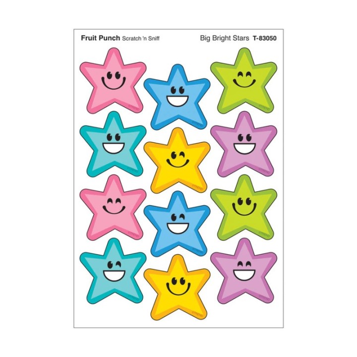TREND Big Bright Stars, Fruit Punch Scent Scratch 'n Sniff Stinky Stickers®, Pack of 48