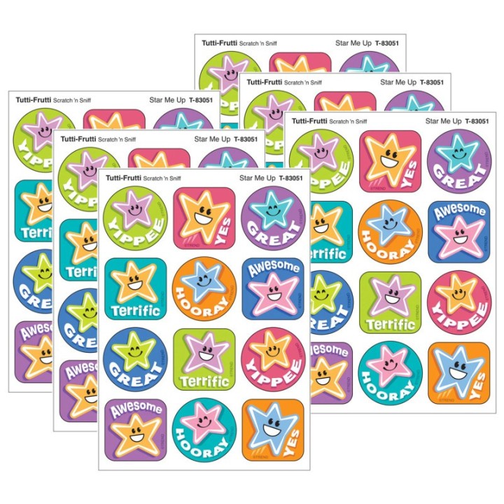 TREND Star Me Up, Tutti-Frutti Scent Scratch 'n Sniff Stinky Stickers®, 48 Per Pack, 6 Packs