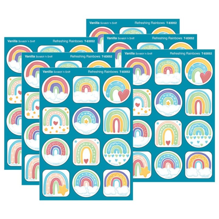 TREND Refreshing Rainbows, Vanilla Scent Scratch 'n Sniff Stinky Stickers®, 48 Per Pack, 6 Packs