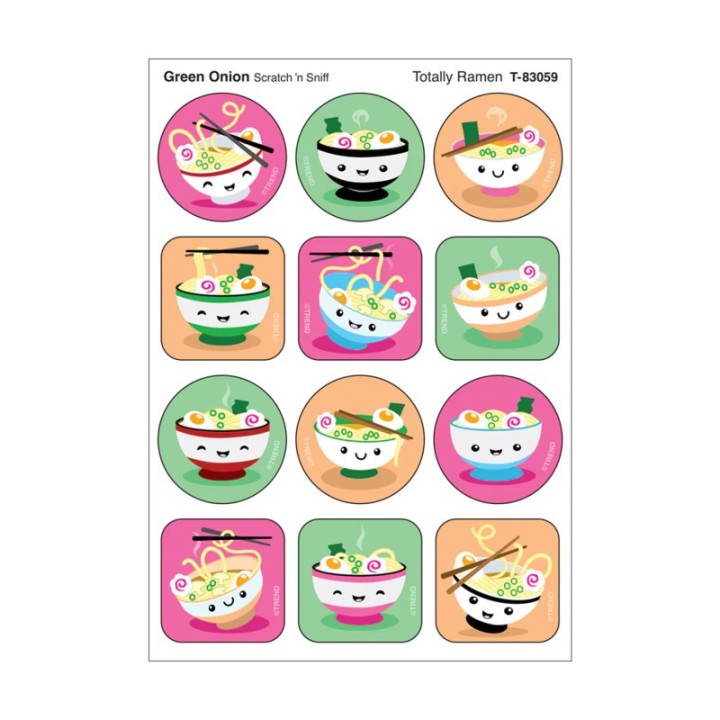 TREND Totally Ramen, Green Onion Scent Scratch 'n Sniff Stinky Stickers®, Pack of 48