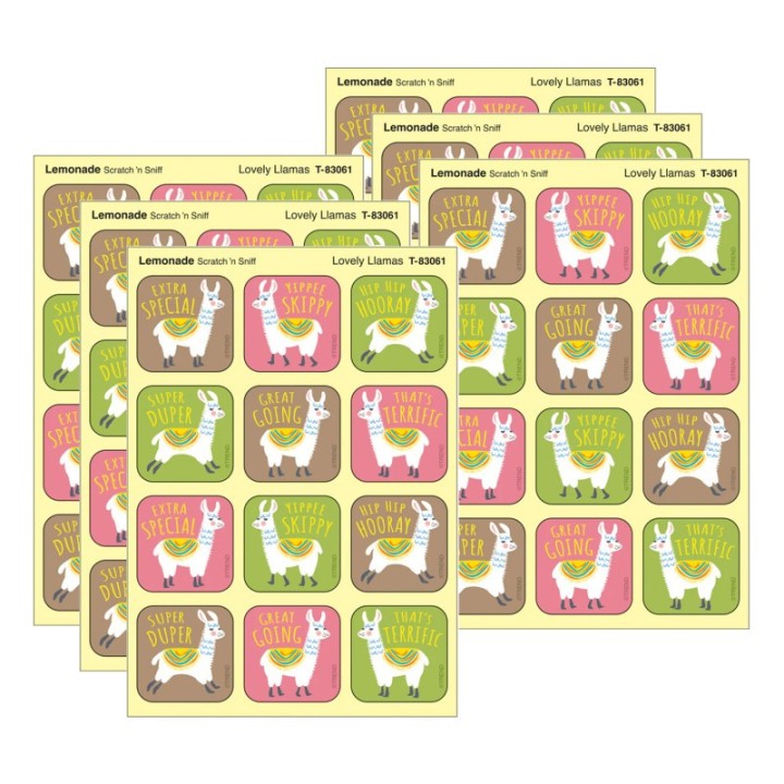 TREND Lovely Llamas, Lemonade Scent Scratch 'n Sniff Stinky Stickers®, 48 Per Pack, 6 Packs