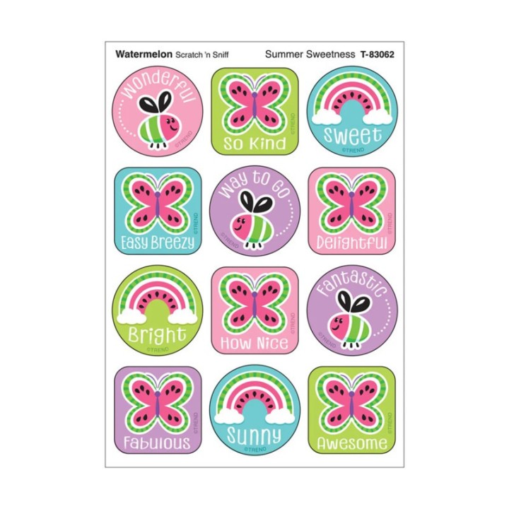 TREND Summer Sweetness, Watermelon Scent Scratch 'n Sniff Stinky Stickers®, Pack of 48