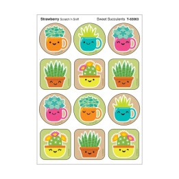 TREND Sweet Succulents, Strawberry Scent Scratch 'n Sniff Stinky Stickers®, Pack of 48