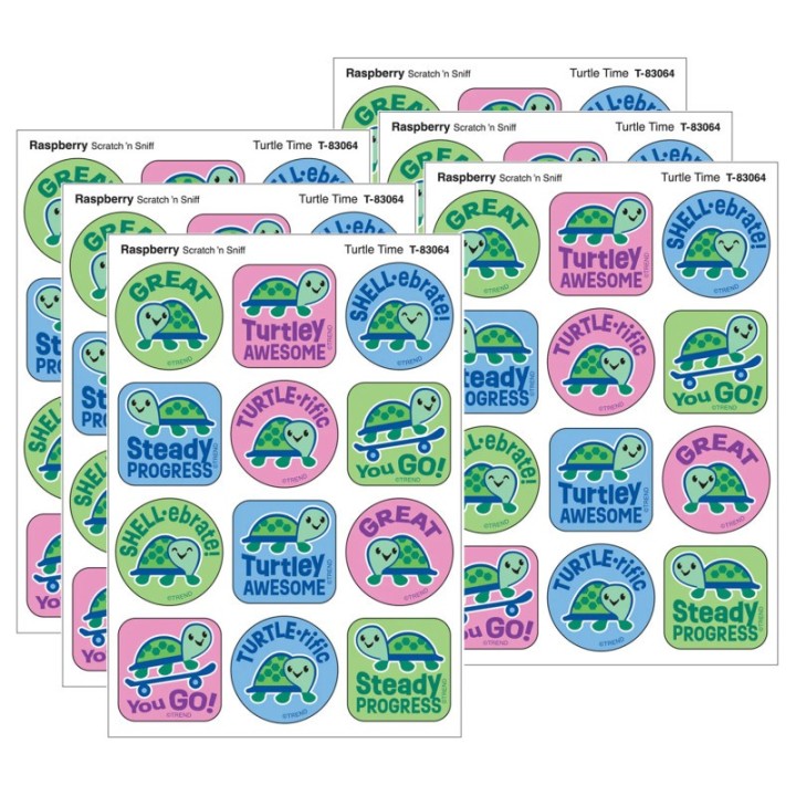 TREND Turtle Time, Raspberry Scent Scratch 'n Sniff Stinky Stickers®, 48 Per Pack, 6 Packs