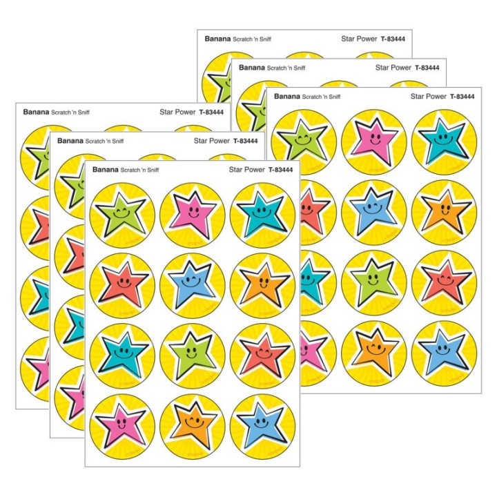 TREND Star Power, Banana scent Scratch 'n Sniff Stinky Stickers®, 48 Per Pack, 6 Packs