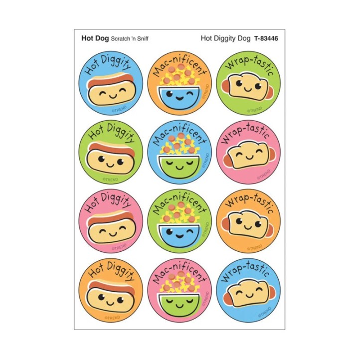 TREND Hot Diggity Dog, Hot Dog scent Scratch 'n Sniff Stinky Stickers®, Pack of 48