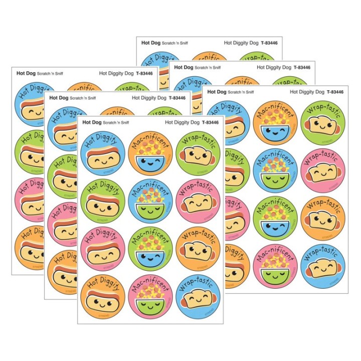 TREND Hot Diggity Dog, Hot Dog scent Scratch 'n Sniff Stinky Stickers®, 48 Per Pack, 6 Packs