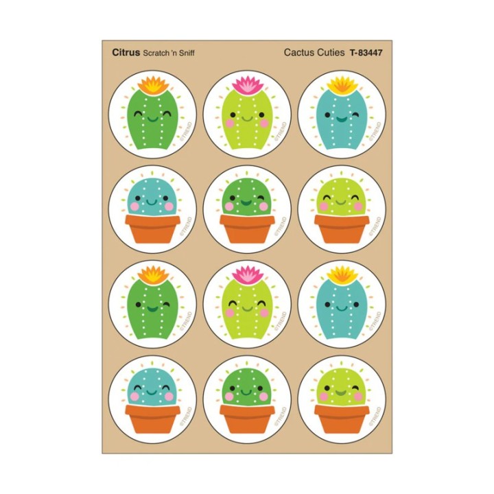 TREND Cactus Cuties, Citrus scent Scratch 'n Sniff Stinky Stickers®, Pack of 48