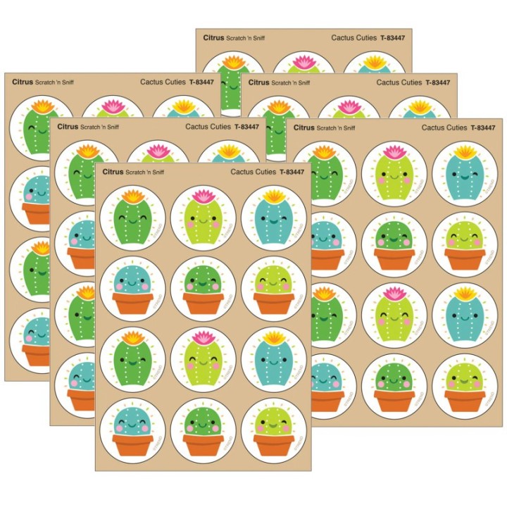 TREND Cactus Cuties, Citrus scent Scratch 'n Sniff Stinky Stickers®, 48 Per Pack, 6 Packs