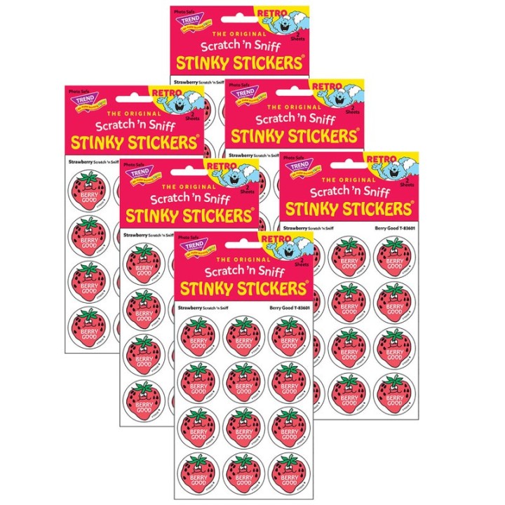TREND Berry Good/Strawberry Scented Stickers, 24 Per Pack, 6 Packs