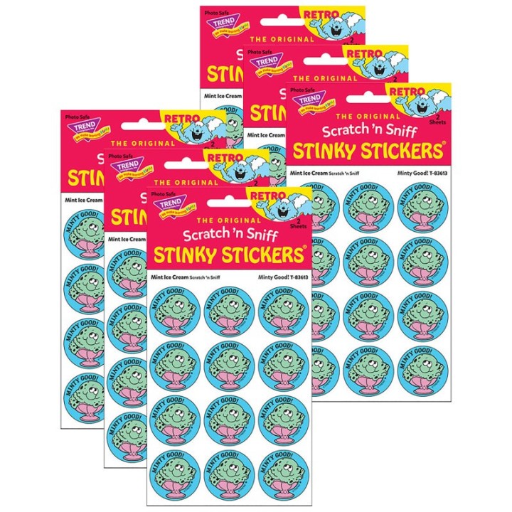 TREND Minty Good!/Mint Ice Cream Scented Stickers, 24 Per Pack, 6 Packs