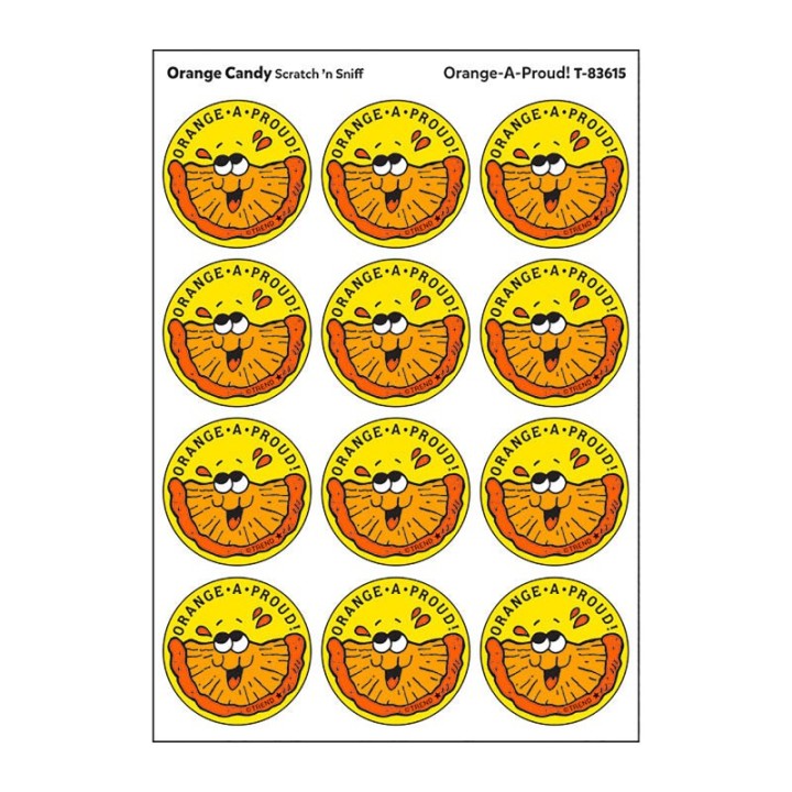 TREND Orange-A-Proud!/Orange Candy Scented Stickers, Pack of 24