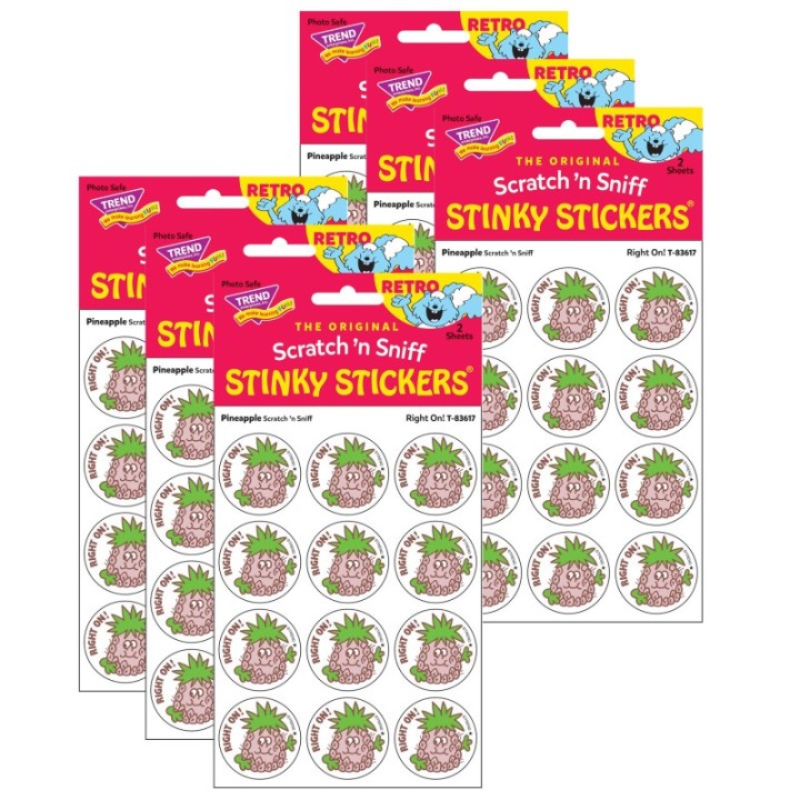 TREND Right On!/Pineapple Scented Stickers, 24 Per Pack, 6 Packs