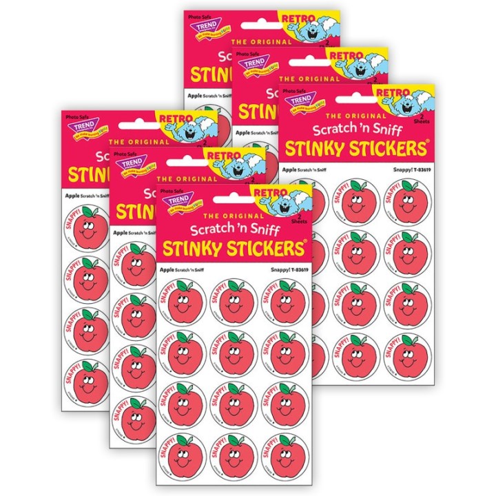 TREND Snappy!/Apple Scented Stickers, 24 Per Pack, 6 Packs