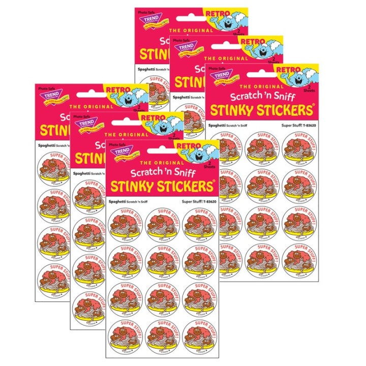 TREND Super Stuff!/Spaghetti Scented Stickers, 24 Per Pack, 6 Packs
