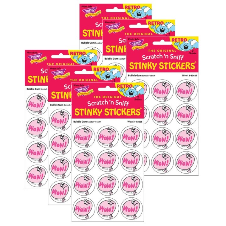 TREND Wow!/Bubble Gum Scented Stickers, 24 Per Pack, 6 Packs