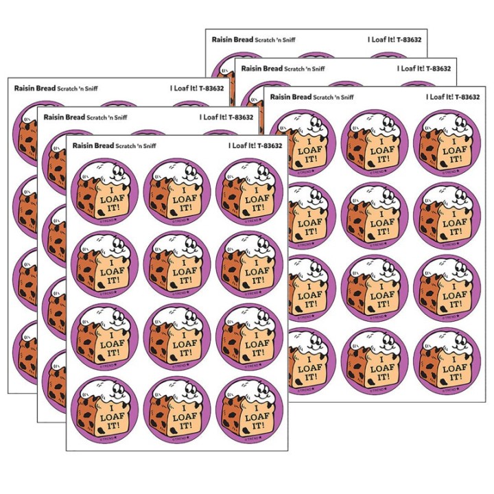 TREND I Loaf It!/Raisin Bread Scent Retro Scratch 'n Sniff Stinky Stickers®, 24 Per Pack, 6 Packs