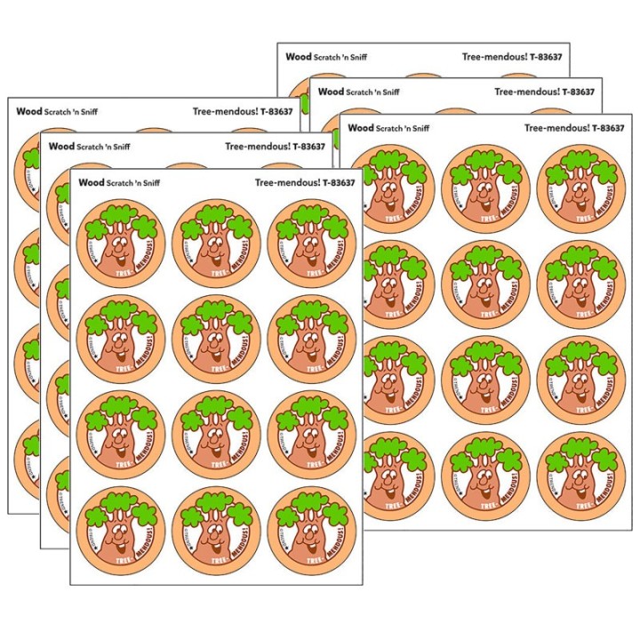 TREND Tree-mendous!/Wood Scent Retro Scratch 'n Sniff Stinky Stickers®, 24 Per Pack, 6 Packs