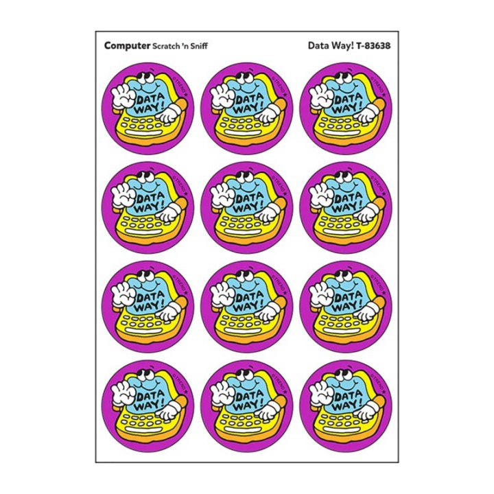 TREND Data Way!/Computer scent Retro Scratch 'n Sniff Stinky Stickers®, 24 ct.
