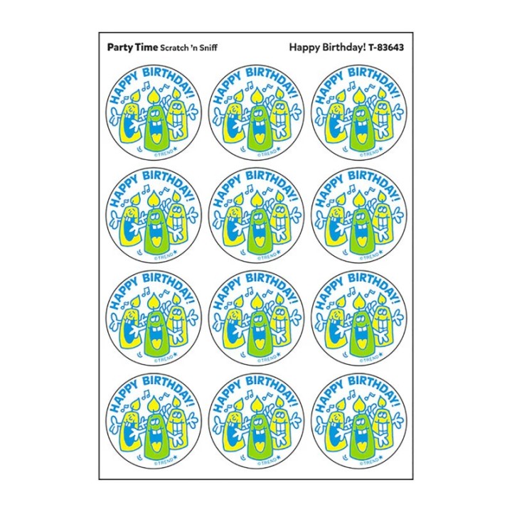 TREND Happy Birthday!/Party Time scent Retro Scratch 'n Sniff Stinky Stickers®, 24 ct.