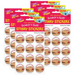 TREND Nothing Finer/Hamburger scent Retro Scratch 'n Sniff Stinky Stickers®, 24 Per Pack, 6 Packs