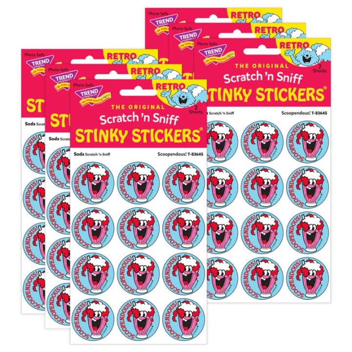 TREND Scoopendous!/Soda scent Retro Scratch 'n Sniff Stinky Stickers®, 24 Per Pack, 6 Packs