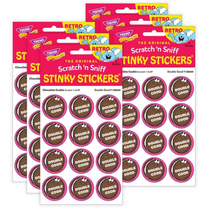 TREND Double Good/ Chocolate Cookie Scent Stickers, 24 Per Pack, 6 Packs