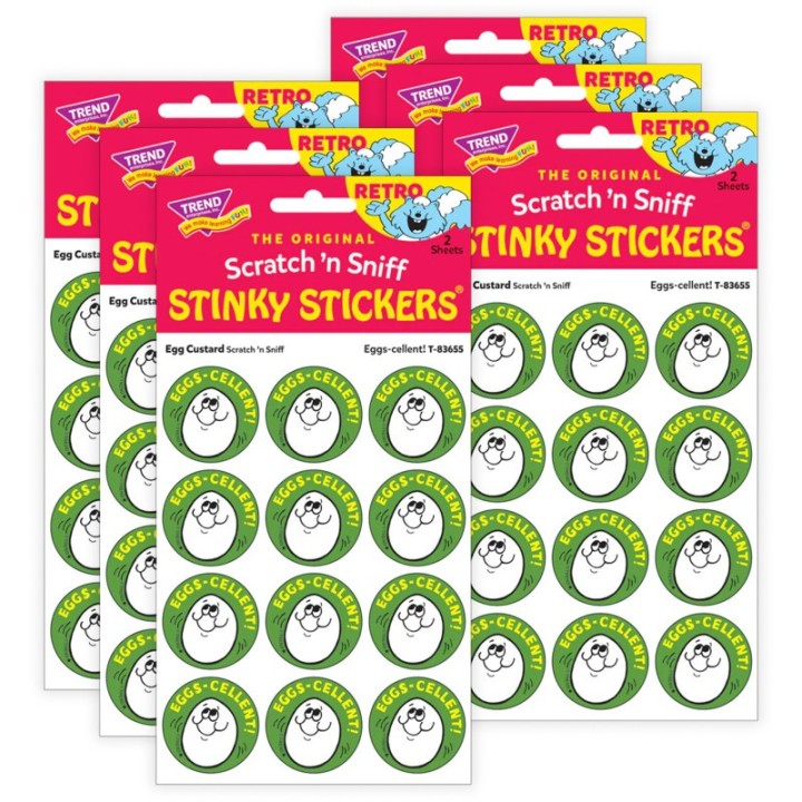 TREND Eggs-cellent!/ Egg Custard Scent Stickers, 24 Per Pack, 6 Packs