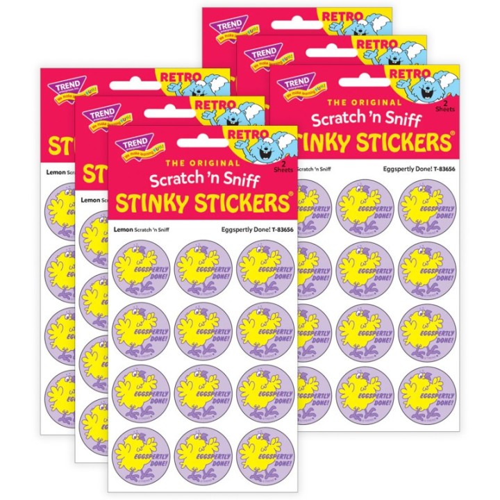 TREND Eggspertly Done!/ Lemon Scent Stickers, 24 Per Pack, 6 Packs