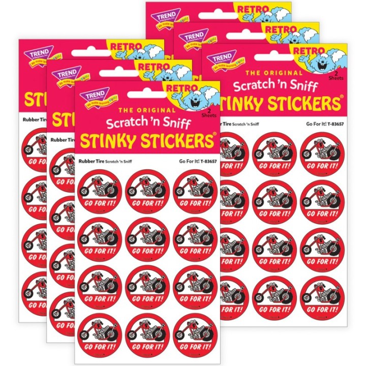 TREND Go For It!/ Rubber Tire Scent Stickers, 24 Per Pack, 6 Packs