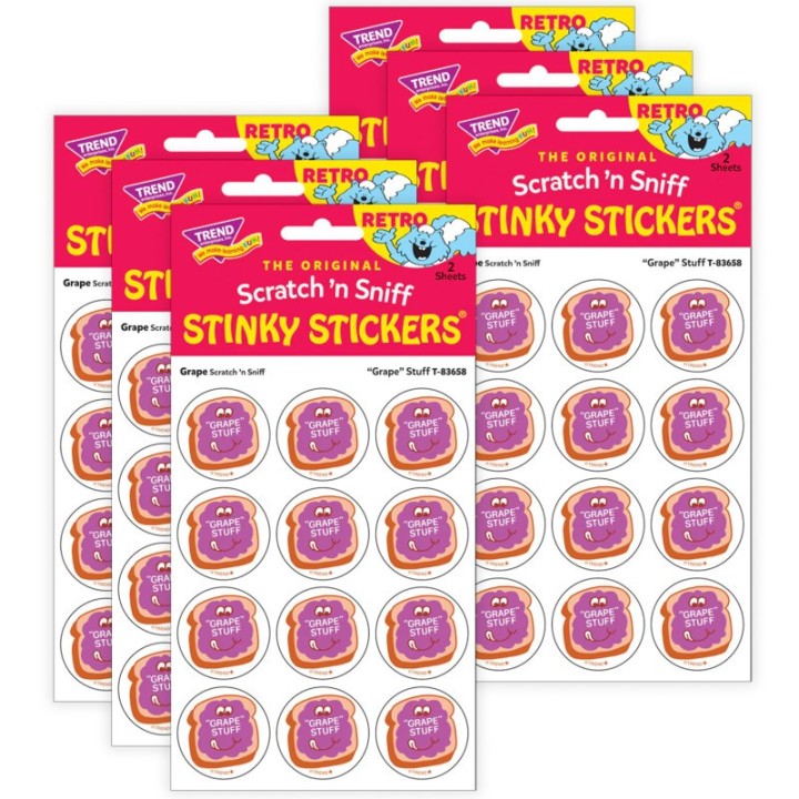 TREND "Grape" Stuff/ Grape Scent Stickers, 24 Per Pack, 6 Packs