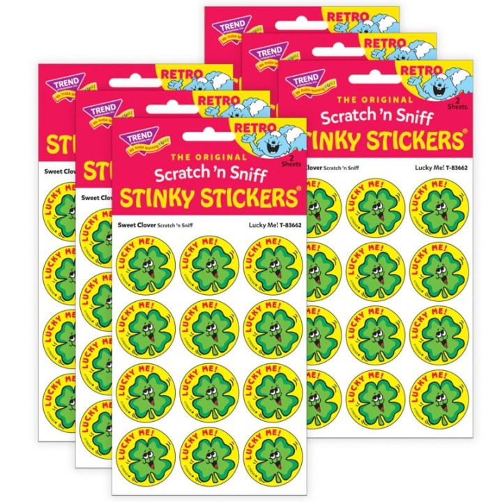 TREND Lucky Me!/ Sweet Clover Scent Stickers, 24 Per Pack, 6 Packs
