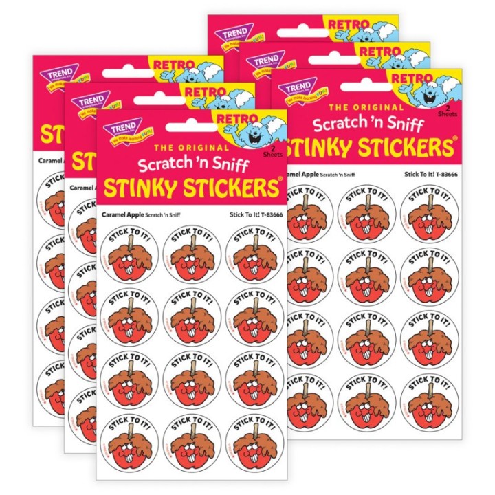 TREND Stick To It!/ Caramel Apple Scent Stickers, 24 Per Pack, 6 Packs