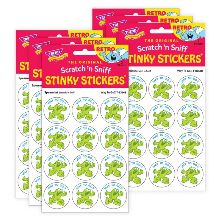 TREND Way to Go!!/ Spearmint Scent Stickers, 24 Per Pack, 6 Packs