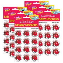 TREND Sweet Stuff/Chocolate Cherry scent Retro Scratch 'n Sniff Stinky Stickers®, 24 Per Pack, 6 Packs