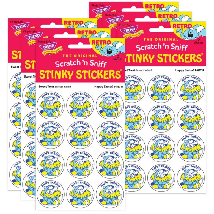 TREND Happy Easter!/Sweet Treat scent Retro Scratch 'n Sniff Stinky Stickers®, 24 Per Pack, 6 Packs