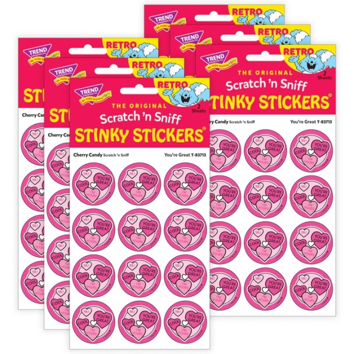 TREND You're Great/ Cherry Candy Scent Stickers, 24 Per Pack, 6 Packs