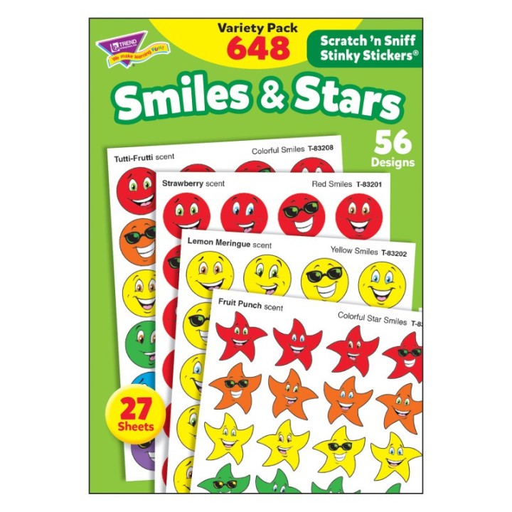 TREND Smiles & Stars Stinky Stickers® Variety Pack, 648 ct