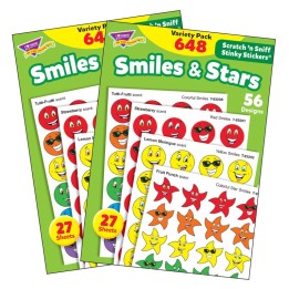 TREND Smiles & Stars Stinky Stickers® Variety Pack, 648 Per Pack, 2 Packs