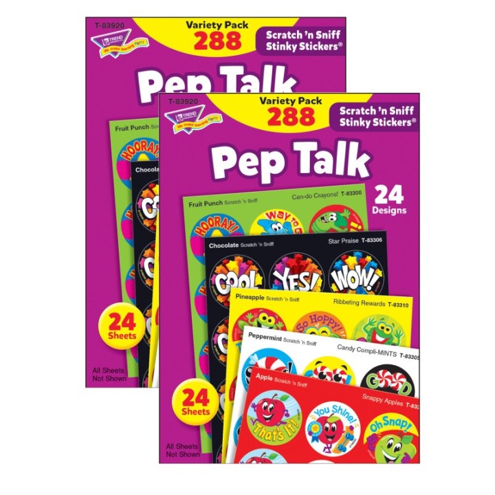 TREND Pep Talk Stinky Stickers® Variety Pack, 288 Count Per Pack, 2 Packs