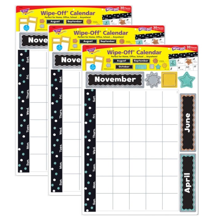 TREND I ♥ Metal™ Wipe-Off® Calendar Bulletin Board Set, 3 Sets
