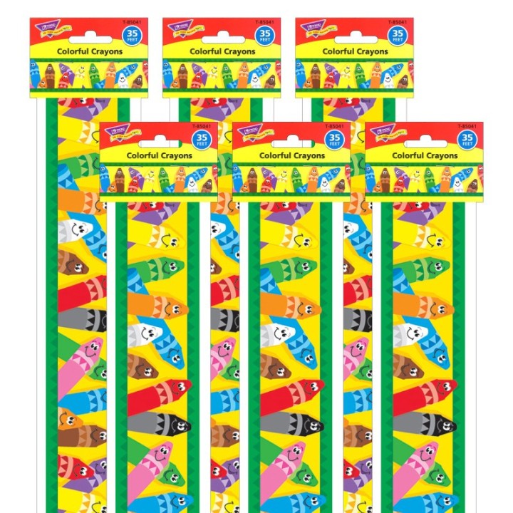 TREND Colorful Crayons Bolder Borders®, 35.75' Per Pack, 6 Packs