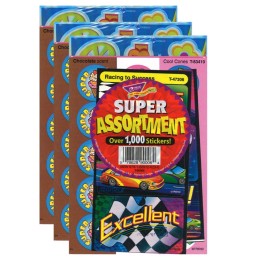 TREND Super Assortment Sticker Pack, 1000 Stickers Per Pack, 3 Packs