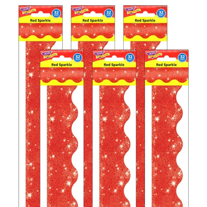 TREND Red Sparkle Terrific Trimmers®, 32.5' Per Pack, 6 Packs