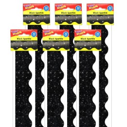 TREND Black Sparkle Terrific Trimmers®, 32.5' Per Pack, 6 Packs