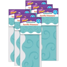 TREND Teal Swirls Terrific Trimmers®, 39 Feet Per Pack, 6 Packs
