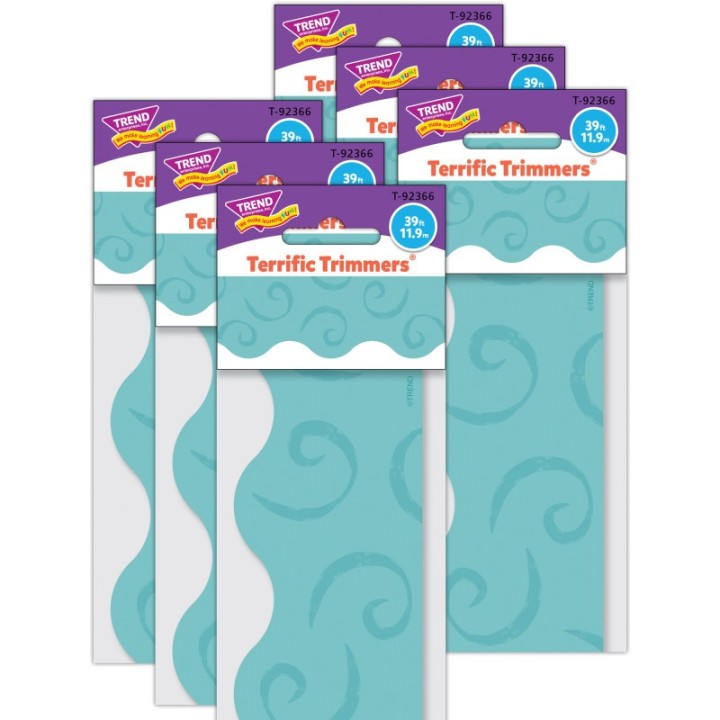 TREND Teal Swirls Terrific Trimmers®, 39 Feet Per Pack, 6 Packs