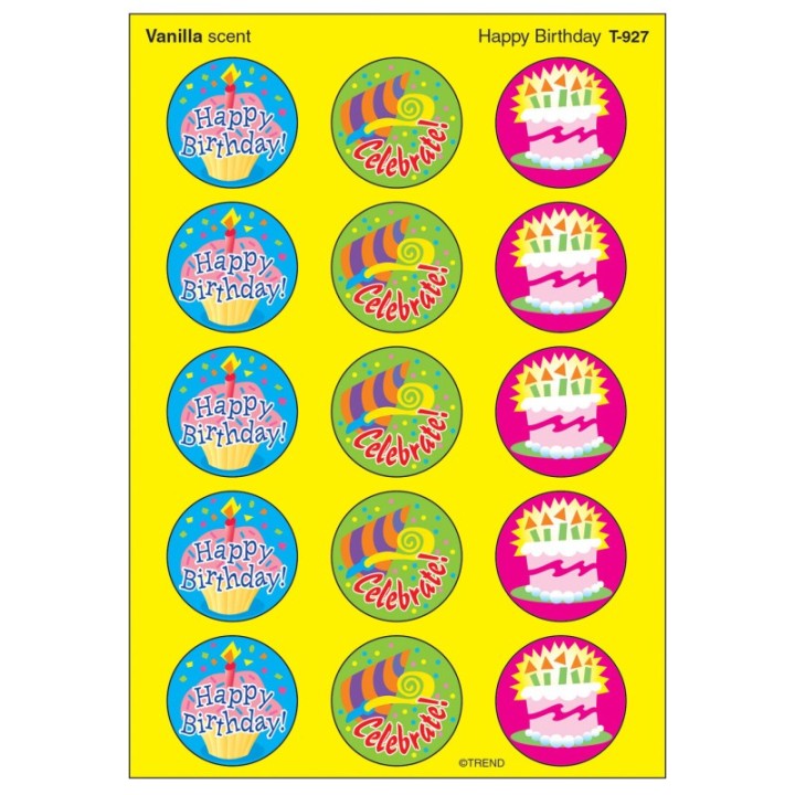 TREND Happy Birthday/Vanilla Stinky Stickers®, 60 ct.